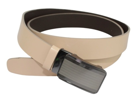 Wizytowy Pasek Skórzany 35 mm Polska Galanteria (PL) Pełna Klamra AUTOMAT/SAMOZACISK Garnitur KREMOWY ASZ35/KASZ38