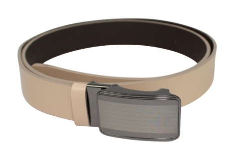 Wizytowy Pasek Skórzany 35 mm Polska Galanteria (PL) Pełna Klamra AUTOMAT/SAMOZACISK Garnitur KREMOWY ASZ35/KASZ38