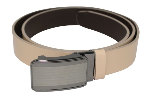 Wizytowy Pasek Skórzany 35 mm Polska Galanteria (PL) Pełna Klamra AUTOMAT/SAMOZACISK Garnitur KREMOWY ASZ35/KASZ38