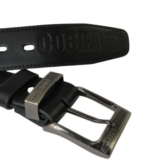 Pasek Skórzany COMPLEX (PL) Tłoczony Napis "COBRA" Skóra DW EXTRA 40 mm CZARNY