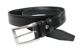 Pasek Skórzany GRETOS (PL) Skóra Licowa EXTRA 35 mm ,,Wzór CARBONOWY ,, CZARNY Gładki Klamra Tradycyjna