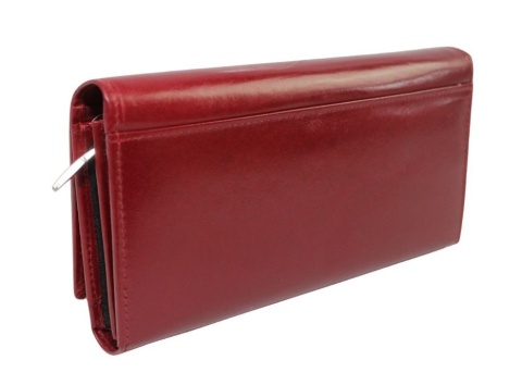 Portfel Damski Skórzany Peterson Długi Suwak Wewnątrz Skóra Naturalna Lakierowana PTN 1680144 CZERWONY 18,5 x 10 x 3 [cm]