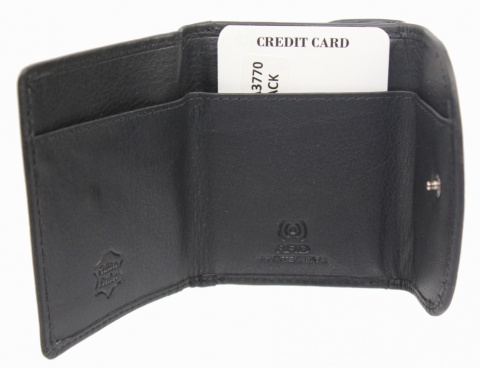 Portfelik Uniwersalny Mała Sakieweczka Skórzana MARS NORDEE Skóra Naturalna RFID  GW-3770 CZARNY 9 x 7 x 2 [cm]