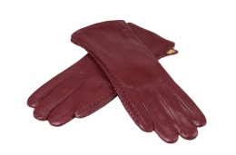 Skórzane Ocieplane Rękawiczki Damskie PolskaGalanteria.pl Ze Skóry Naturalnej BURGUND Rozmiar 9