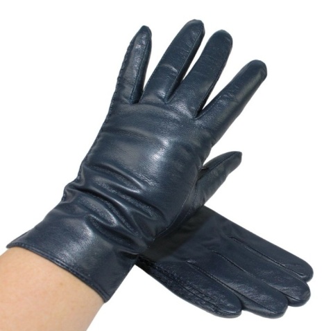 Skórzane Ocieplane Rękawiczki Damskie PolskaGalanteria.pl Ze Skóry Naturalnej GRANATOWE Rozmiar 8 1/2