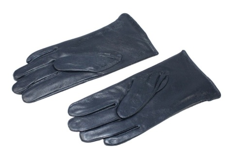 Skórzane Ocieplane Rękawiczki Damskie PolskaGalanteria.pl Ze Skóry Naturalnej GRANATOWE Rozmiar 8 1/2