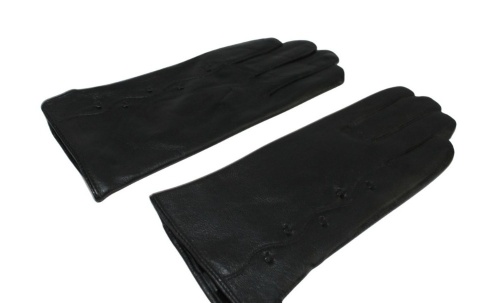 Skórzane Ocieplane Rękawiczki Damskie PolskaGalanteria.pl Ze Skóry Naturalnej Z Wzorkiem CZARNE Rozmiar 7 1/2