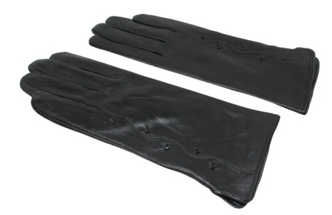 Skórzane Ocieplane Rękawiczki Damskie PolskaGalanteria.pl Ze Skóry Naturalnej Z Wzorkiem CZARNE Rozmiar 7 1/2