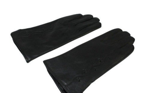 Skórzane Ocieplane Rękawiczki Damskie PolskaGalanteria.pl Ze Skóry Naturalnej Z Wzorkiem CZARNE Rozmiar 8 1/2