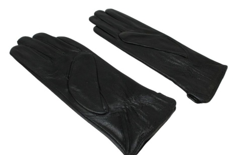 Skórzane Ocieplane Rękawiczki Damskie PolskaGalanteria.pl Ze Skóry Naturalnej Z Wzorkiem CZARNE Rozmiar 8 1/2