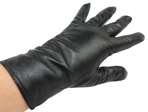 Skórzane Ocieplane Rękawiczki Damskie PolskaGalanteria.pl Ze Skóry Naturalnej Z Wzorkiem CZARNE Rozmiar 8 1/2