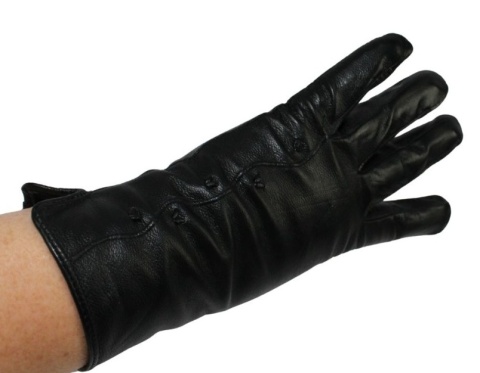 Skórzane Ocieplane Rękawiczki Damskie PolskaGalanteria.pl Ze Skóry Naturalnej Z Wzorkiem CZARNE Rozmiar 8 1/2