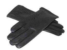 Skórzane Ocieplane Rękawiczki Damskie PolskaGalanteria.pl Ze Skóry Naturalnej Z Wzorkiem CZARNE Rozmiar 8