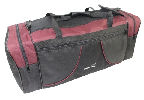 Torba Podróżna Średnia CONVEY (PL) CZARNO-BORDOWA 62 x 24 x 24 [cm]