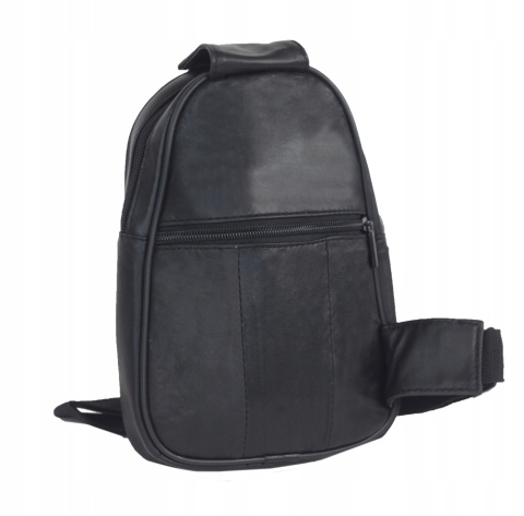 Torba Skórzana Na Ramię Nerka Barkówka Noszona Na Skos CONVEY (PL) CZARNA Praktyczna I Wygodna 25 x 18 x 7 [cm]