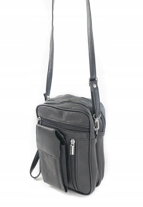 Torba męska skórzana CONVEY (PL) 06 Pionowa Czarna Dwukomorowa 23 x 17 x 8 [cm]