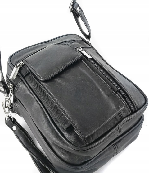 Torba męska skórzana CONVEY (PL) 06 Pionowa Czarna Dwukomorowa 23 x 17 x 8 [cm]