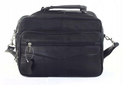 Torba męska skórzana CONVEY (PL) 276 Pozioma Czarna Dwukomorowa 29 x 20 x 15 [cm]