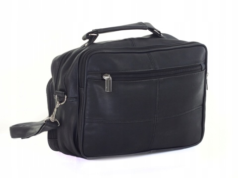 Torba męska skórzana CONVEY (PL) 276 Pozioma Czarna Dwukomorowa 29 x 20 x 15 [cm]