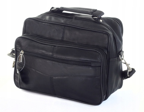 Torba męska skórzana CONVEY (PL) 276 Pozioma Czarna Dwukomorowa 29 x 20 x 15 [cm]