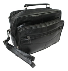 Torba męska skórzana CONVEY (PL) 276 Pozioma Czarna Dwukomorowa 29 x 20 x 15 [cm]