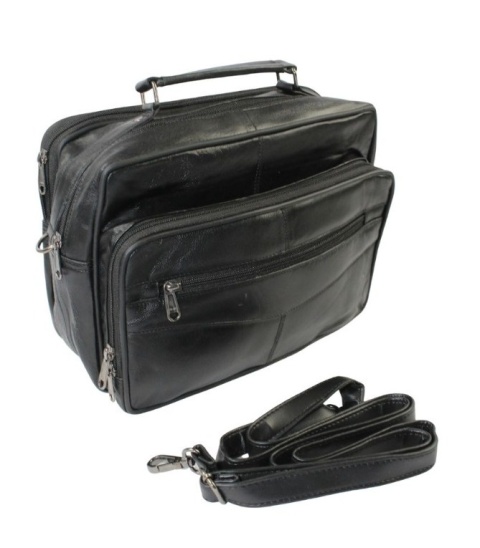 Torba męska skórzana CONVEY (PL) 276 Pozioma Czarna Dwukomorowa 29 x 20 x 15 [cm]