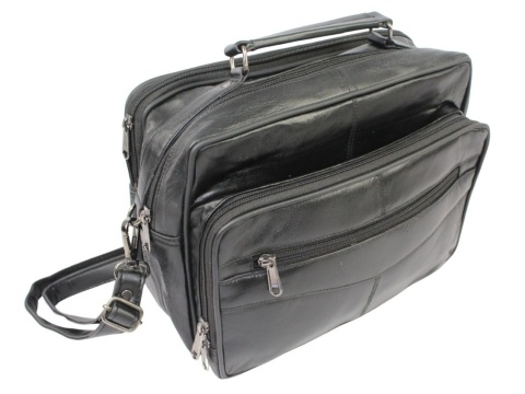 Torba męska skórzana CONVEY (PL) 276 Pozioma Czarna Dwukomorowa 29 x 20 x 15 [cm]