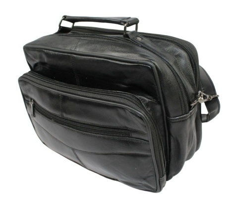 Torba męska skórzana CONVEY (PL) 276 Pozioma Czarna Dwukomorowa 29 x 20 x 15 [cm]