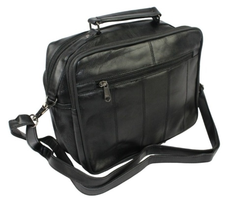 Torba męska skórzana CONVEY (PL) 276 Pozioma Czarna Dwukomorowa 29 x 20 x 15 [cm]