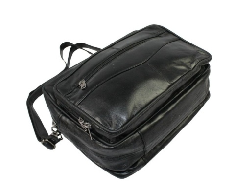 Torba męska skórzana CONVEY (PL) 276 Pozioma Czarna Dwukomorowa 29 x 20 x 15 [cm]