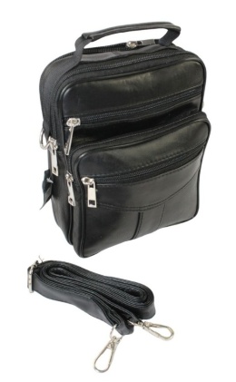 Torba męska skórzana CONVEY (PL) 8696 Pionowa Czarna Dwukomorowa 23 x 17 x 8 [cm]