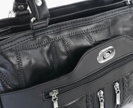 Torebka Skórzana CONVEY (PL) 0074 Torebka Klasyczna Listonoszka Skóra Cielęca CZARNA 33 x 23 x 11 [cm]