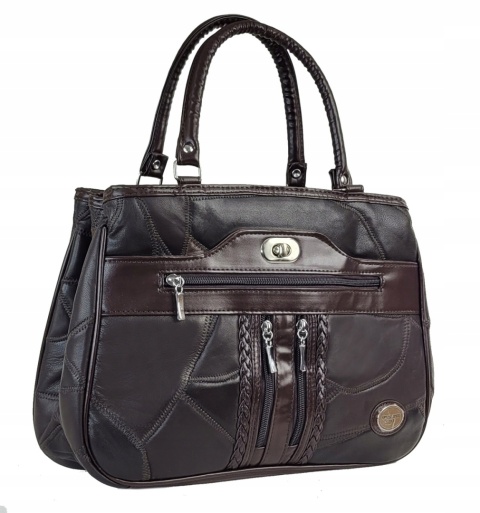 Torebka Skórzana CONVEY (PL) 0074 Torebka Klasyczna Listonoszka Skóra Cielęca CZEKOLADOWA 33 x 23 x 11 [cm]