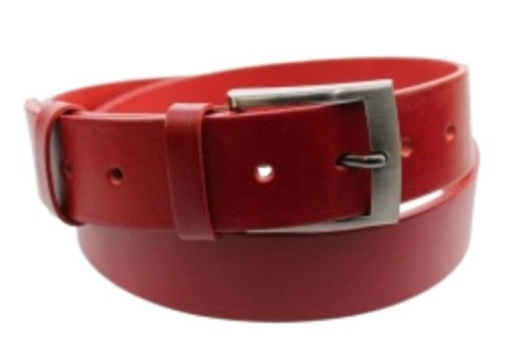 Pasek Męski Skórzany PAS-MAX (PL) CZERWONY Gładki Skóra Licowa EXTRA 40 mm K62