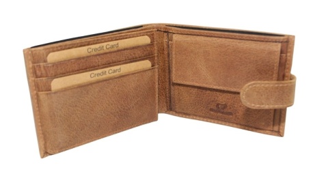 Portfel Męski Skórzany EL FORREST Mały Skóra Bydlęca Poziomy Z Zapinką Jedno Skrzydełko 851 08 RFID BRĄZOWY 11 x 8 x 2 [cm]