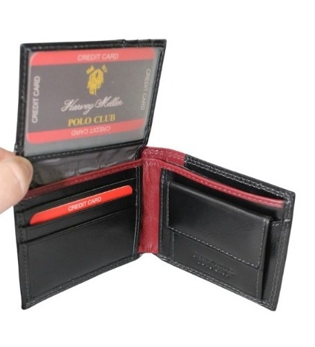 Portfel Męski Skórzany HARVEY MILLER 2807-992 Skóra Licowa Mały Poziomy Bez Zapięcia 11 x 8,5 x 2  [cm]