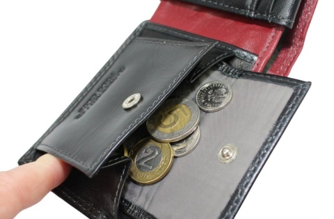 Portfel Męski Skórzany HARVEY MILLER 2807-992 Skóra Licowa Mały Poziomy Bez Zapięcia 11 x 8,5 x 2  [cm]