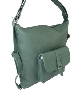 Praktyczny Plecak Skórzany Torebka 2 w 1 MAGRE (PL) AMELIA Skóra Naturalna Licowa CIEMNY ZIELONY