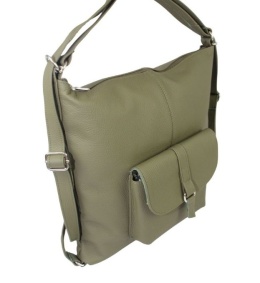 Praktyczny Plecak Skórzany Torebka 2 w 1 MAGRE (PL) AMELIA Skóra Naturalna Licowa OLIWKOWY