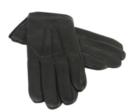 Rękawiczki Męskie PolskaGalanteria Ocieplane Z Ciemnym Ściągaczem Ze Skóry Renifera Rozmiar 10 1/2 CZARNE