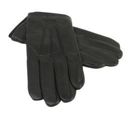 Rękawiczki Męskie PolskaGalanteria Ocieplane Z Ciemnym Ściągaczem Ze Skóry Renifera Rozmiar 10 CZARNE