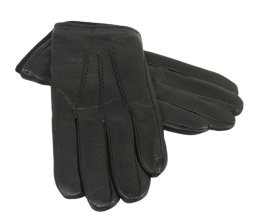 Rękawiczki Męskie PolskaGalanteria Ocieplane Z Ciemnym Ściągaczem Ze Skóry Renifera Rozmiar 11 1/2 CZARNE