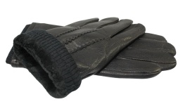 Rękawiczki Męskie PolskaGalanteria Ocieplane Z Ciemnym Ściągaczem Ze Skóry Renifera Rozmiar 11 1/2 CZARNE