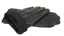 Rękawiczki Męskie PolskaGalanteria Ocieplane Z Ciemnym Ściągaczem Ze Skóry Renifera Rozmiar 11 CZARNE