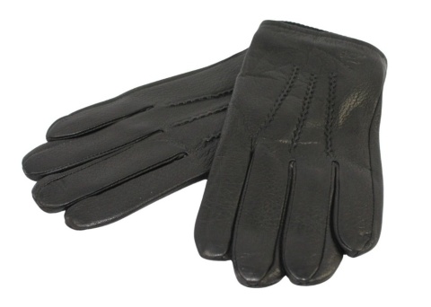 Rękawiczki Męskie PolskaGalanteria Ocieplane Z Ciemnym Ściągaczem Ze Skóry Renifera Rozmiar 11 CZARNE