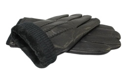 Rękawiczki Męskie PolskaGalanteria Ocieplane Z Ciemnym Ściągaczem Ze Skóry Renifera Rozmiar 12 CZARNE