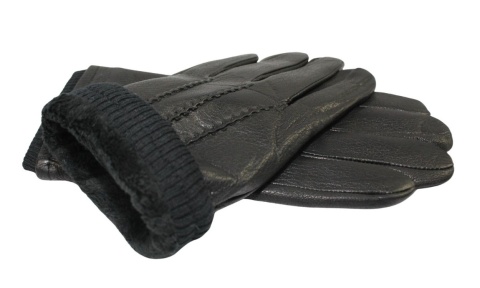 Rękawiczki Męskie PolskaGalanteria Ocieplane Z Ciemnym Ściągaczem Ze Skóry Renifera Rozmiar 12 CZARNE