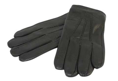 Rękawiczki Męskie PolskaGalanteria Ocieplane Z Ciemnym Ściągaczem Ze Skóry Renifera Rozmiar 12 CZARNE