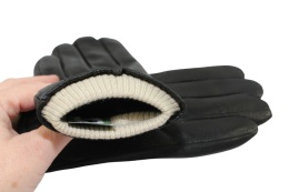 Rękawiczki Męskie PolskaGalanteria Ocieplane Z Jasnym Ściągaczem Ze Skóry Renifera Rozmiar 10 1/2 CZARNE