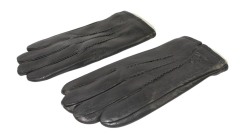 Rękawiczki Męskie PolskaGalanteria Ocieplane Z Jasnym Ściągaczem Ze Skóry Renifera Rozmiar 10 1/2 CZARNE